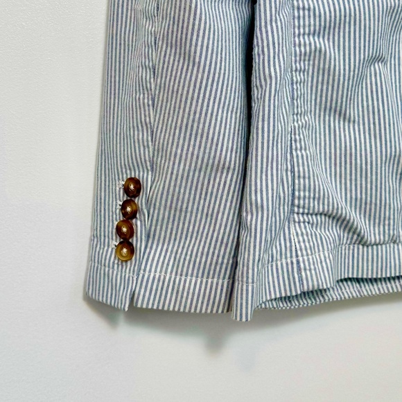 Men's NWOT Tommy Hilfiger Twill Sports Coat in White & Blue Stripe, Size M - Picture 9 of 14